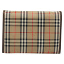 Burberrys Nova Check Pouch Canvas Beige Gold Auth BA11444-2