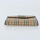 Burberrys Nova Check Pouch Canvas Beige Gold Auth BA11444-6