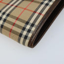 Burberrys Nova Check Pouch Canvas Beige Gold Auth BA11444-7