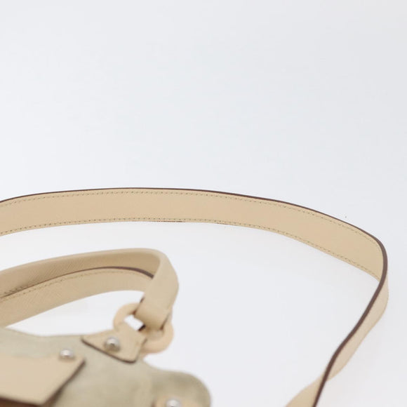 Salvatore Ferragamo Hand Bag Suede 2way Beige Silver Auth BA11445