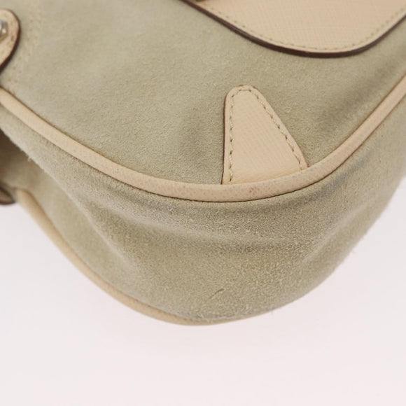 Salvatore Ferragamo Hand Bag Suede 2way Beige Silver Auth BA11445