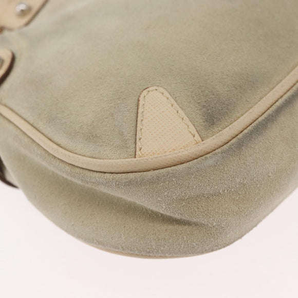Salvatore Ferragamo Hand Bag Suede 2way Beige Silver Auth BA11445