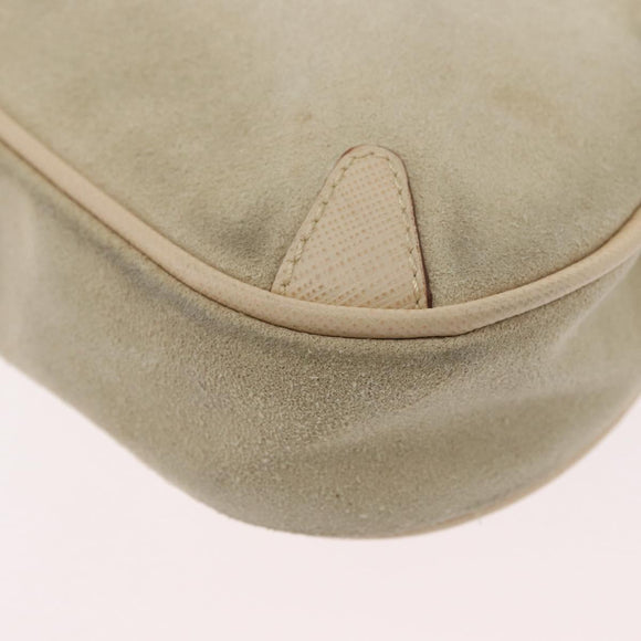 Salvatore Ferragamo Hand Bag Suede 2way Beige Silver Auth BA11445