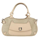 Salvatore Ferragamo Hand Bag Suede 2way Beige Silver Auth BA11445-2