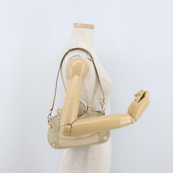 Salvatore Ferragamo Hand Bag Suede 2way Beige Silver Auth BA11445