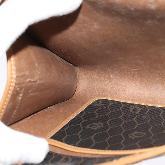 Christian Dior Honeycomb Canvas Chain Shoulder Bag PVC Black Gold Auth BA1145