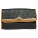 Christian Dior Honeycomb Canvas Chain Shoulder Bag PVC Black Gold Auth BA1145-13