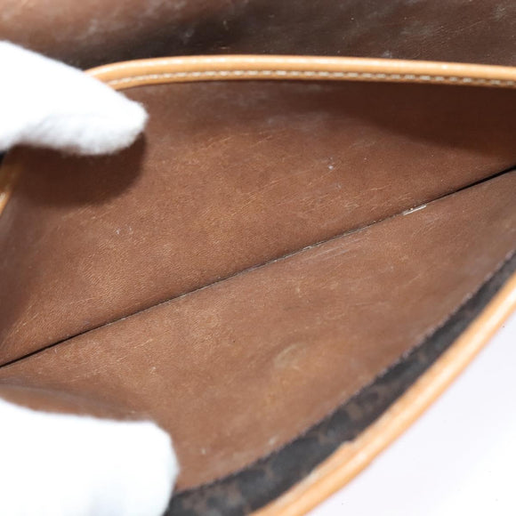 Christian Dior Honeycomb Canvas Chain Shoulder Bag PVC Black Gold Auth BA1145