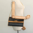Christian Dior Honeycomb Canvas Chain Shoulder Bag PVC Black Gold Auth BA1145-21