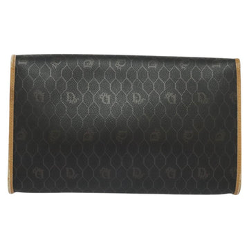 Christian Dior Honeycomb Canvas Chain Shoulder Bag PVC Black Gold Auth BA1145 - 0