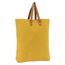 HERMES Amedaba GM Tote Bag Canvas Leather Yellow gold Auth BA11452-1