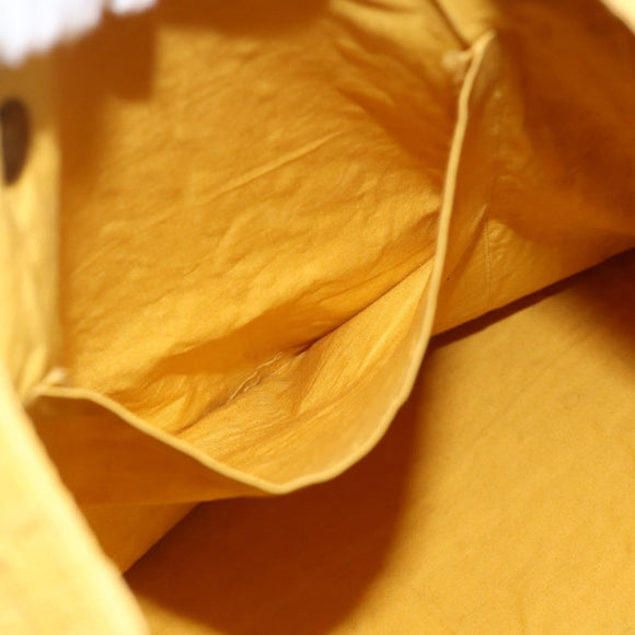 HERMES Amedaba GM Tote Bag Canvas Leather Yellow gold Auth BA11452