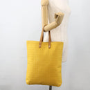 HERMES Amedaba GM Tote Bag Canvas Leather Yellow gold Auth BA11452-18
