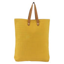 HERMES Amedaba GM Tote Bag Canvas Leather Yellow gold Auth BA11452-2