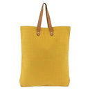 HERMES Amedaba GM Tote Bag Canvas Leather Yellow gold Auth BA11452-3