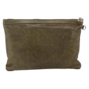 Jimmy Choo Studs Clutch Bag Leather Khaki Auth BA11453-2