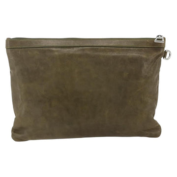 Jimmy Choo Studs Clutch Bag Leather Khaki Auth BA11453 - 0