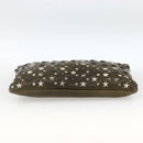 Jimmy Choo Studs Clutch Bag Leather Khaki Auth BA11453-6