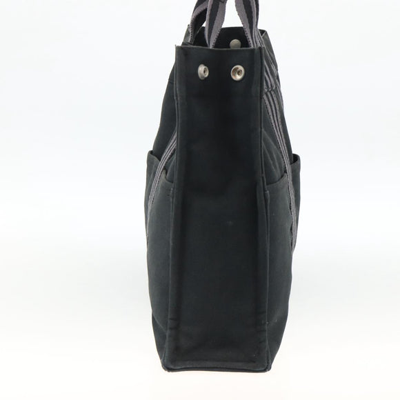 HERMES Fourre ToutMM Hand Bag Canvas Black Auth BA11454