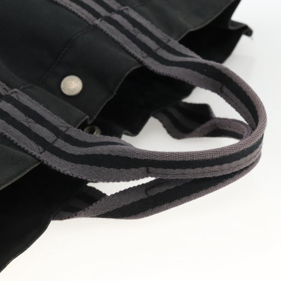 HERMES Fourre ToutMM Hand Bag Canvas Black Auth BA11454