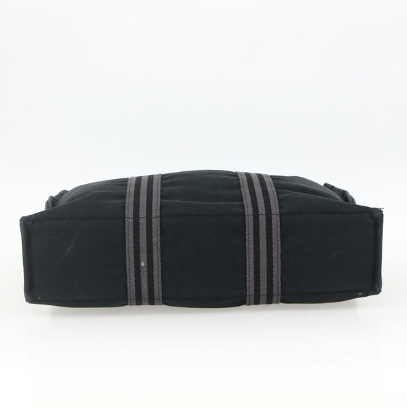 HERMES Fourre ToutMM Hand Bag Canvas Black Auth BA11454