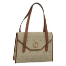 Christian Dior Honeycomb Canvas Shoulder Bag Beige Gold Auth BA1146-1