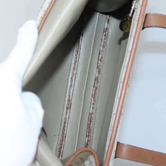 Christian Dior Honeycomb Canvas Shoulder Bag Beige Gold Auth BA1146