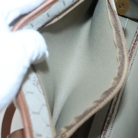 Christian Dior Honeycomb Canvas Shoulder Bag Beige Gold Auth BA1146