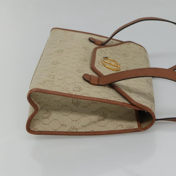 Christian Dior Honeycomb Canvas Shoulder Bag Beige Gold Auth BA1146