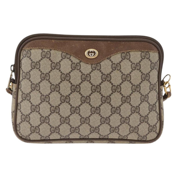 GUCCI GG Supreme Shoulder Bag PVC Beige Gold 97 02 068 Auth BA11460