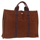 HERMES Fourre ToutMM Hand Bag Canvas Brown Auth BA11462-1