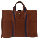 HERMES Fourre ToutMM Hand Bag Canvas Brown Auth BA11462-13