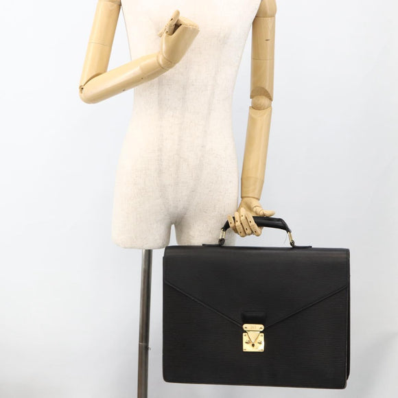 LOUIS VUITTON Epi ServietteConseiller Business Bag Black M54422 LV Auth BA11466