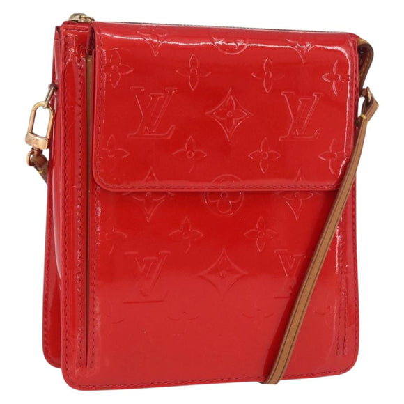 LOUIS VUITTON Monogram Vernis Motto Accessory Pouch Red M91137 LV Auth BA11468