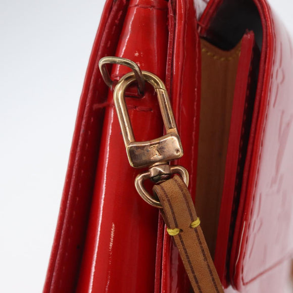 LOUIS VUITTON Monogram Vernis Motto Accessory Pouch Red M91137 LV Auth BA11468