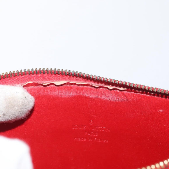 LOUIS VUITTON Monogram Vernis Motto Accessory Pouch Red M91137 LV Auth BA11468