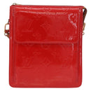 LOUIS VUITTON Monogram Vernis Motto Accessory Pouch Red M91137 LV Auth BA11468-13