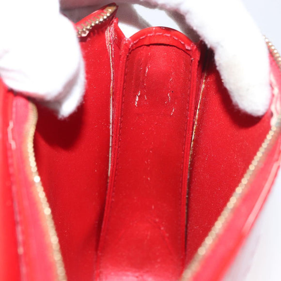 LOUIS VUITTON Monogram Vernis Motto Accessory Pouch Red M91137 LV Auth BA11468