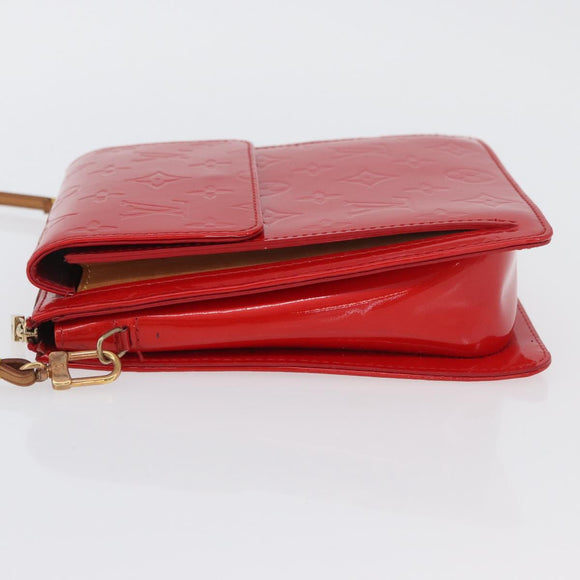 LOUIS VUITTON Monogram Vernis Motto Accessory Pouch Red M91137 LV Auth BA11468