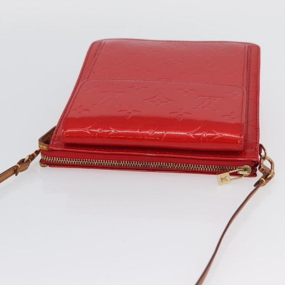 LOUIS VUITTON Monogram Vernis Motto Accessory Pouch Red M91137 LV Auth BA11468
