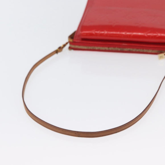 LOUIS VUITTON Monogram Vernis Motto Accessory Pouch Red M91137 LV Auth BA11468