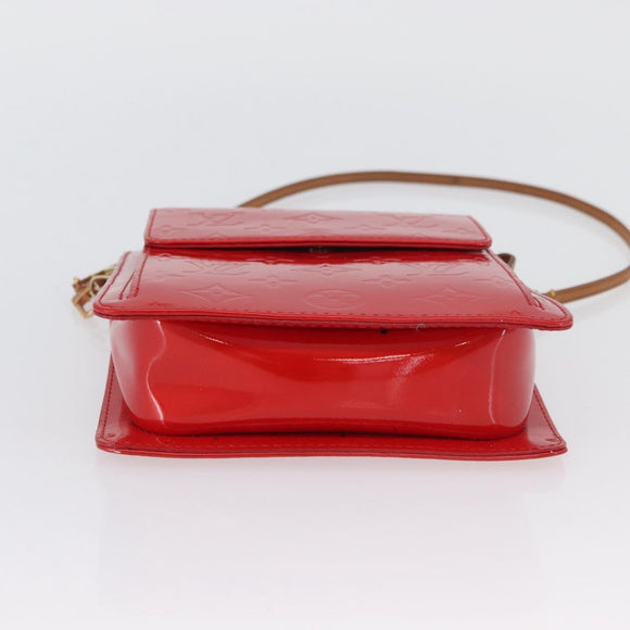 LOUIS VUITTON Monogram Vernis Motto Accessory Pouch Red M91137 LV Auth BA11468