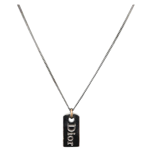 Christian Dior Necklace metal Silver Auth BA11485