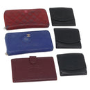 CHANEL Wallet Leather 6 Set Blue Black Red CC Auth BA11504-1
