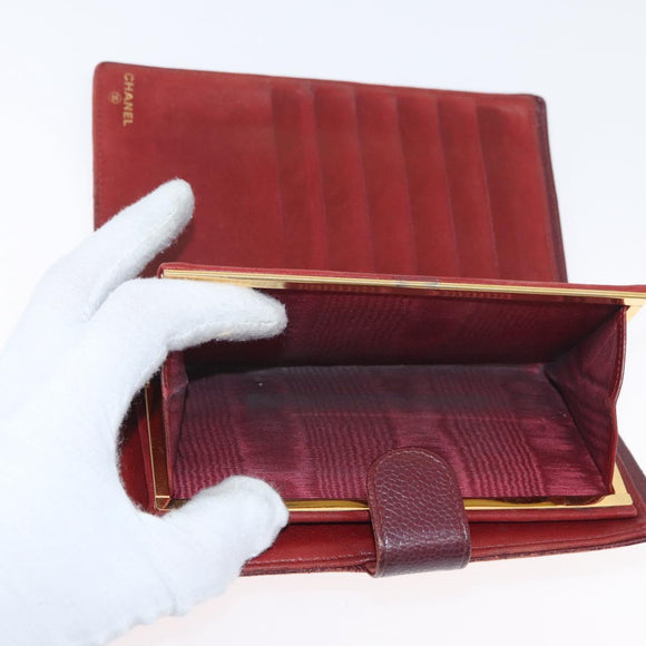CHANEL Wallet Leather 6 Set Blue Black Red CC Auth BA11504