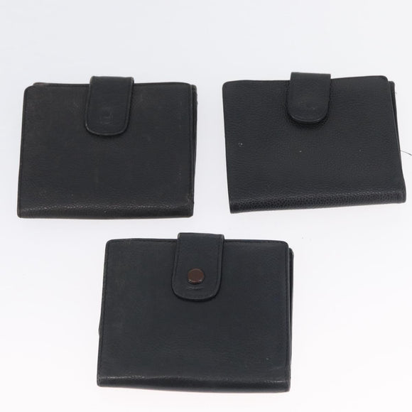 CHANEL Wallet Leather 6 Set Blue Black Red CC Auth BA11504