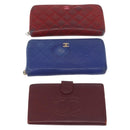 CHANEL Wallet Leather 6 Set Blue Black Red CC Auth BA11504-2
