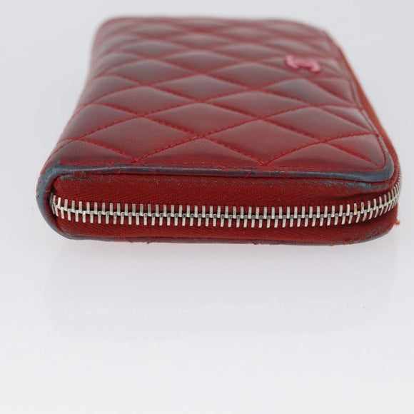 CHANEL Wallet Leather 6 Set Blue Black Red CC Auth BA11504