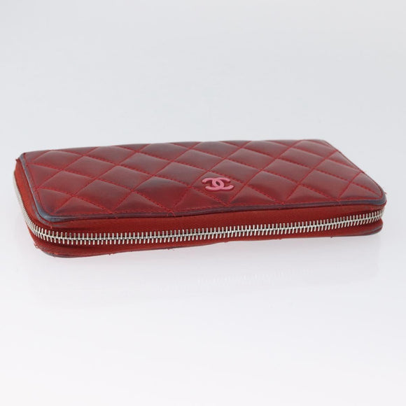 CHANEL Wallet Leather 6 Set Blue Black Red CC Auth BA11504