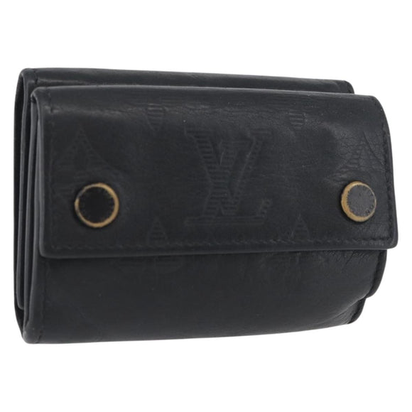LOUIS VUITTON Monogram Shadow Discovery Compact Wallet Black M67631 Auth BA11519